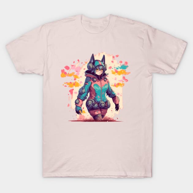 Watercolor Anime art cat girl T-Shirt by Fyllewy